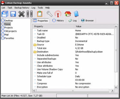 Screenshot of the application Cobian Backup - #1