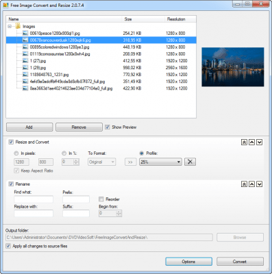 Screenshot of the application Free Image Convert and Resize - #1