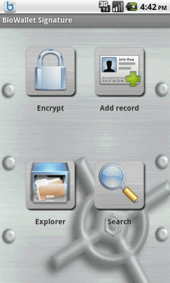 Screenshot of the application BioWallet Signature - #3
