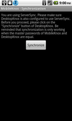 Screenshot of the application MobileKnox - #8