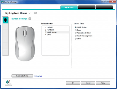 Screenshot of the application Logitech SetPoint - #1