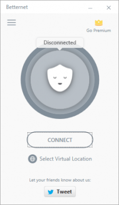 Screenshot of the application Betternet - #1