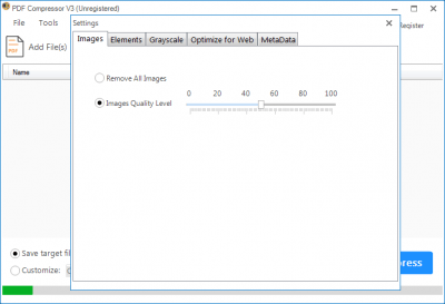 Screenshot of the application PDF Compressor V3 - #1