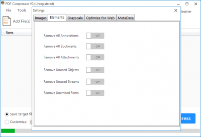 Screenshot of the application PDF Compressor V3 - #3