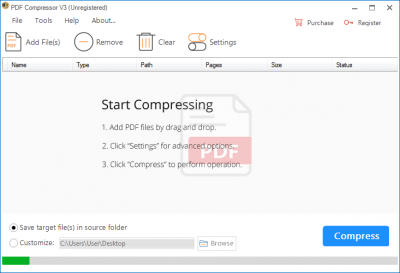 Screenshot of the application PDF Compressor V3 - #4