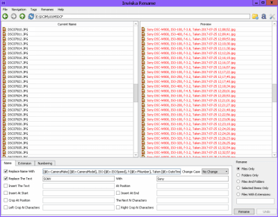 Screenshot of the application Inviska Rename - #3