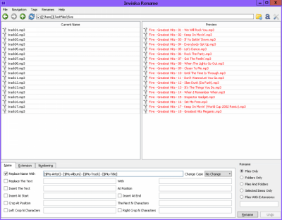 Screenshot of the application Inviska Rename - #4
