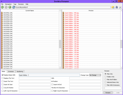 Screenshot of the application Inviska Rename - #5