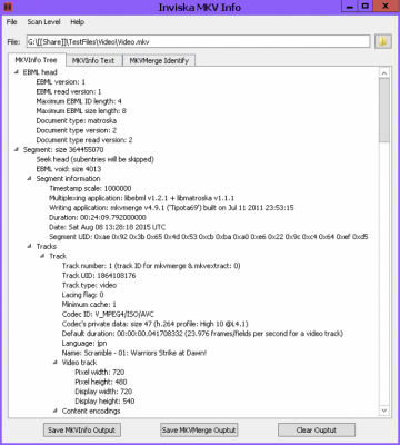 Screenshot of the application Inviska MKV Info - #1