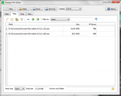 Screenshot of the application Torrent File Editor - #2