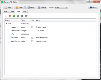 Screenshot of the application Torrent File Editor - #3