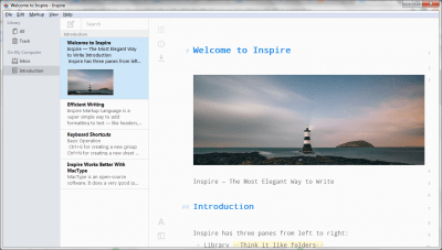 Screenshot of the application Inspire - #1