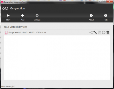 Screenshot of the application Genymotion - #5