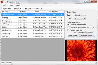 Screenshot of the application Free Image Converter - #1