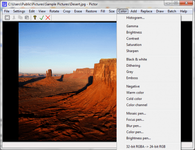 Screenshot of the application Pictor - #5