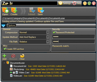 Screenshot of the application Zip It - #3