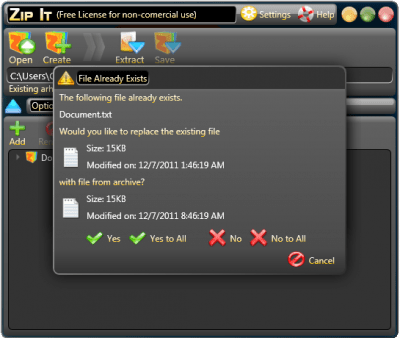 Screenshot of the application Zip It - #5