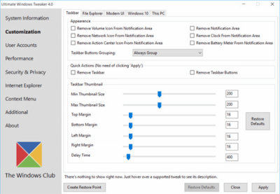 Screenshot of the application Ultimate Windows Tweaker - #1