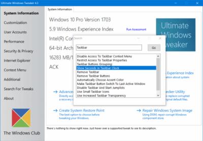 Screenshot of the application Ultimate Windows Tweaker - #2