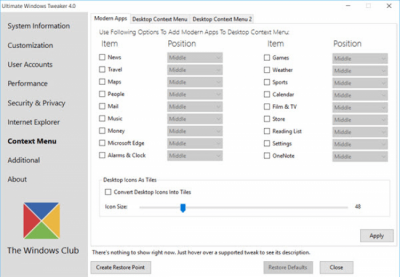 Screenshot of the application Ultimate Windows Tweaker - #7