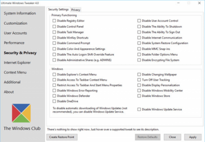 Screenshot of the application Ultimate Windows Tweaker - #10