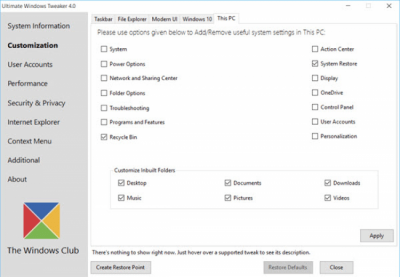 Screenshot of the application Ultimate Windows Tweaker - #12