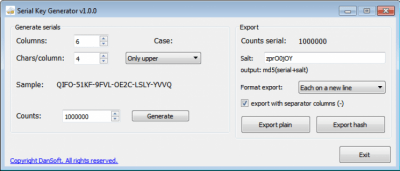 Screenshot of the application Serial Key Generator - #1