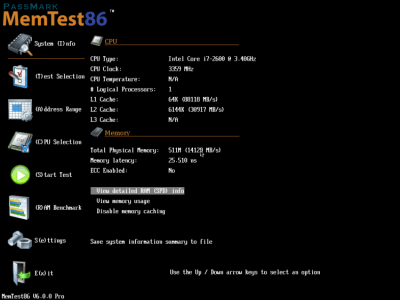 Screenshot of the application Memtest86 - #2