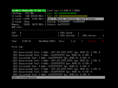 Screenshot of the application Memtest86 - #3