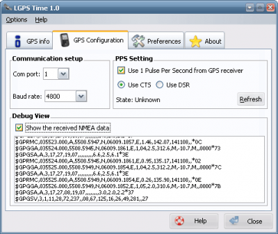 Screenshot of the application LGPSTime - #5
