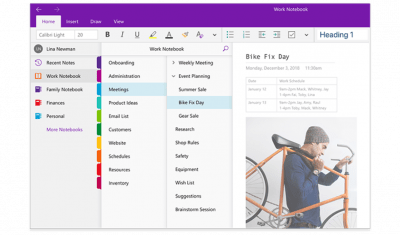 Screenshot of the application Microsoft OneNote - #1