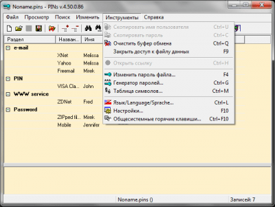 Screenshot of the application PINs - #3