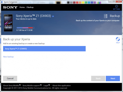 Screenshot of the application Sony Xperia Companion - #3