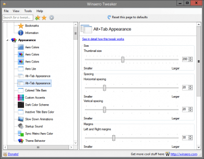 Screenshot of the application Winaero Tweaker - #1