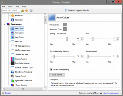 Screenshot of the application Winaero Tweaker - #3