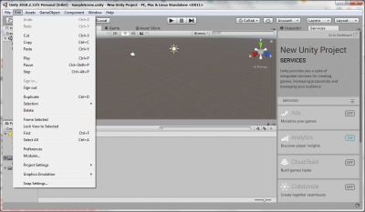 Screenshot of the application Unity - #1