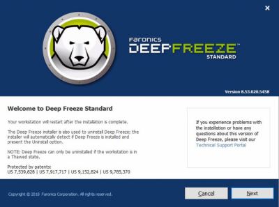 Screenshot of the application Deep Freeze Standard - #1