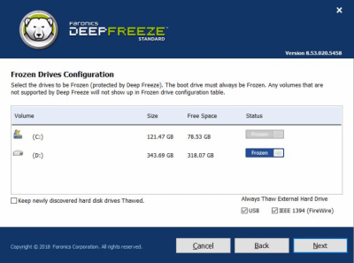 Screenshot of the application Deep Freeze Standard - #2
