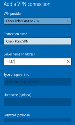 Screenshot of the application Check Point Capsule VPN - #1