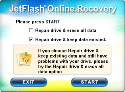 Screenshot of the application JetFlash Online Recovery - #1