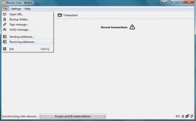 Screenshot of the application Bitcoin Core - #3