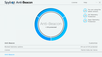 Screenshot of the application Spybot Anti-Beacon - #1