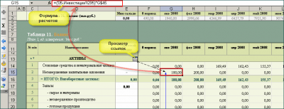 Screenshot of the application Jiura Financial model of the enterprise - #1