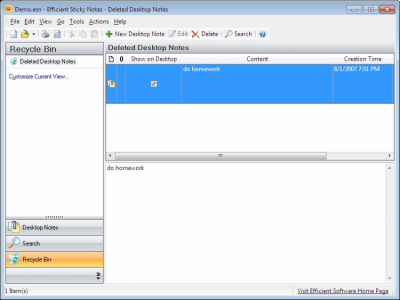 Screenshot of the application Efficient Software Sticky Notes - #3