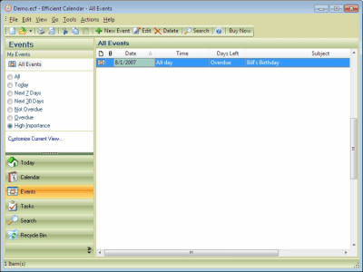 Screenshot of the application Efficient Software Calendar - #2