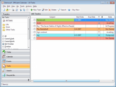 Screenshot of the application Efficient Software Calendar - #3