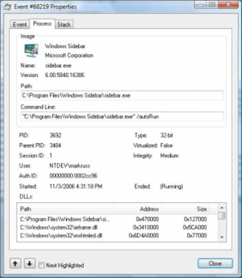 Screenshot of the application Microsoft Sysinternals Process Monitor - #1