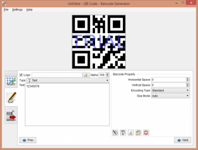 Screenshot of the application Barcode Generator - #1