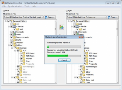 Screenshot of the application EZOutlookSync Pro - #1