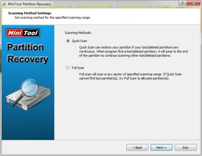 Screenshot of the application MiniTool Partition Recovery - #2